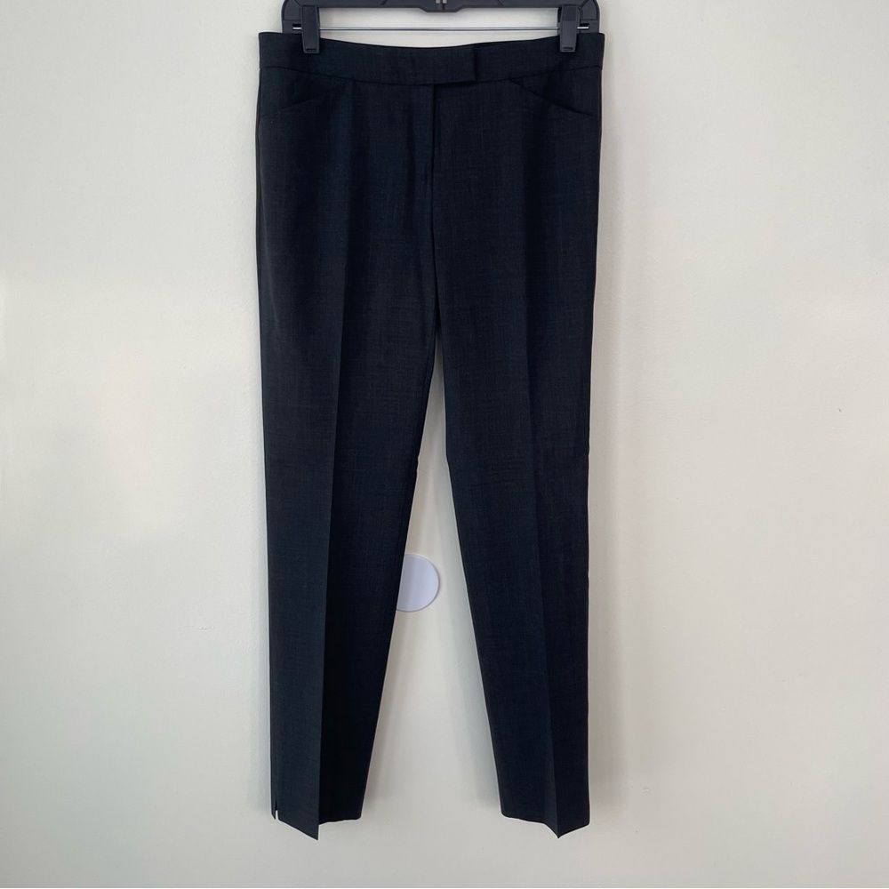 Lafayette 148 New York Charcoal Grey Straight Leg Trouser Pants 2 Irving Wool
